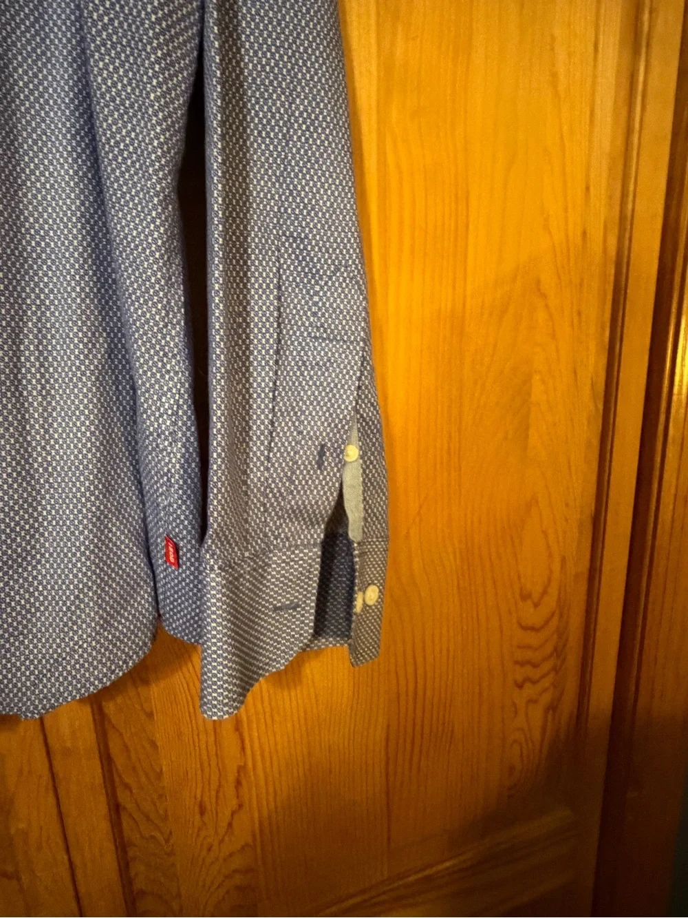 Izod Blue Micro-Geo Print Dress Shirt
